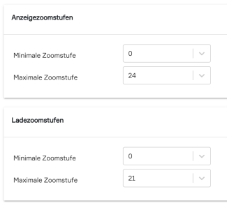 Anzeige und Ladezoomstufe