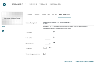 Beschriftung live-daten
